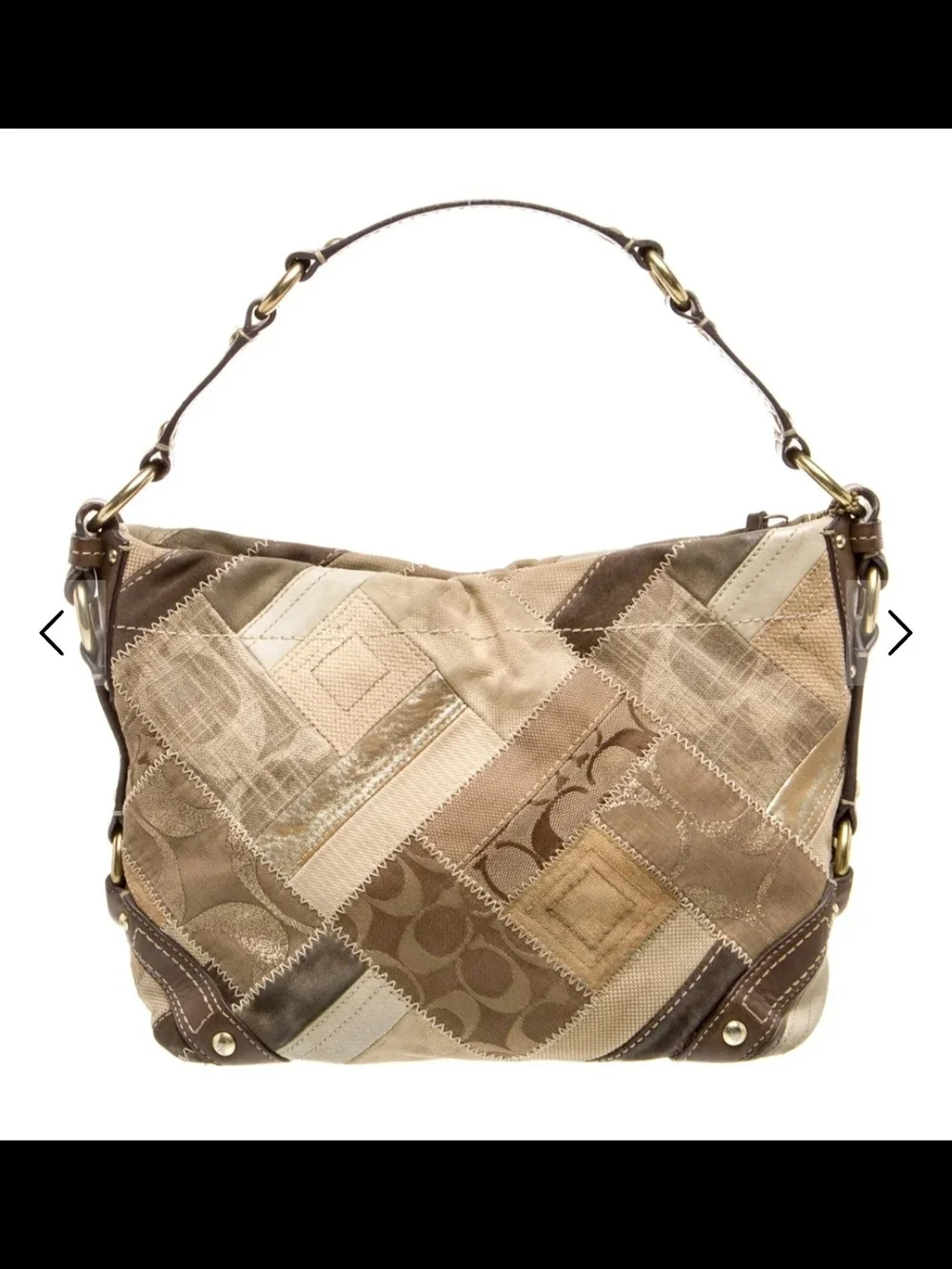 Y2K 90's Coach Patchwork Hobo Bag in Taupe Brown